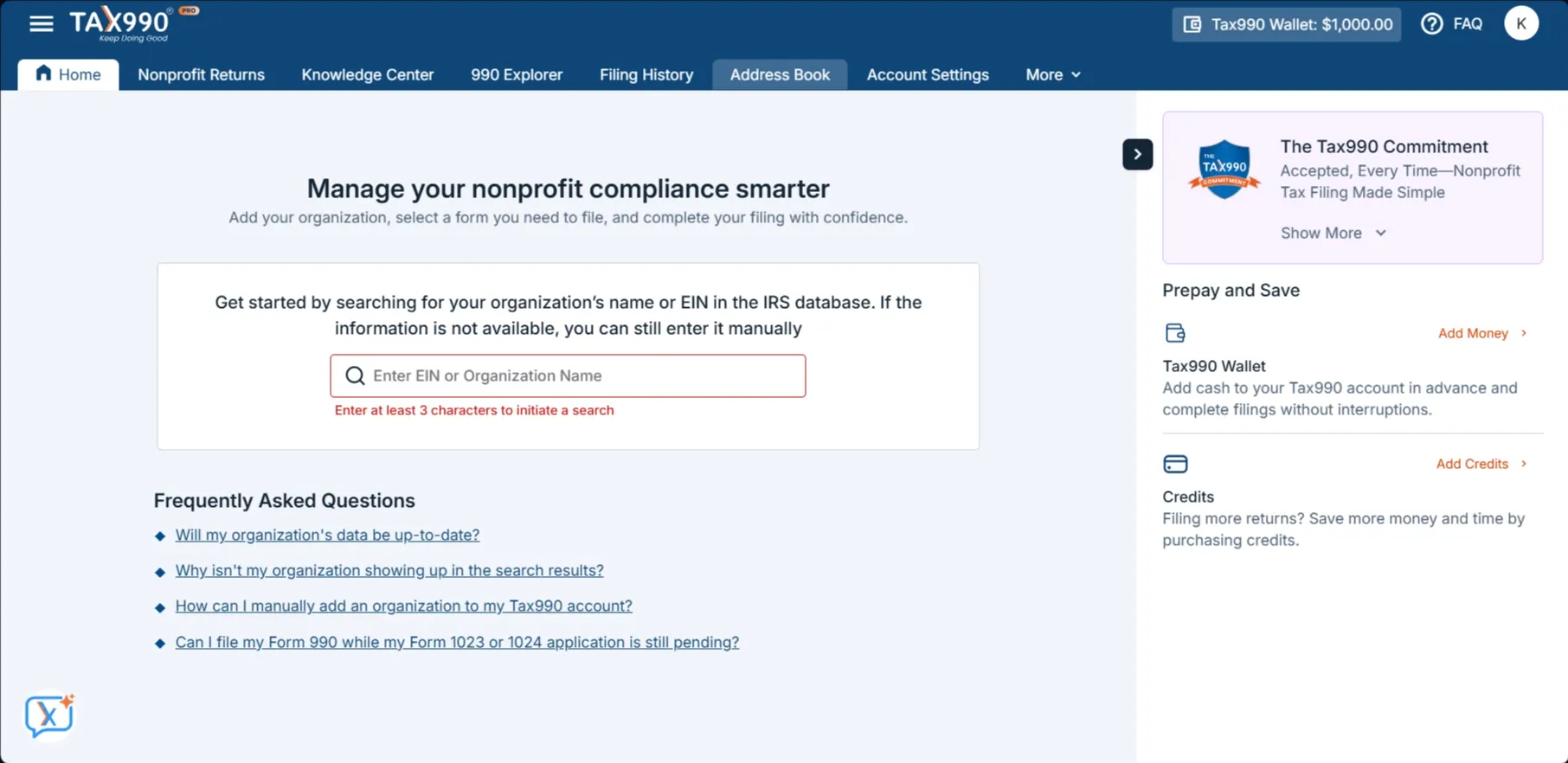Search Organization’s EIN